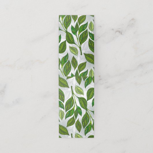 Carte De Fidélité Motif sans couture avec Feuilles de thé vert (Extérieur déplié)