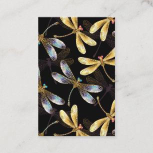Carte De Fidélité Motif sans couture avec libellules d'or