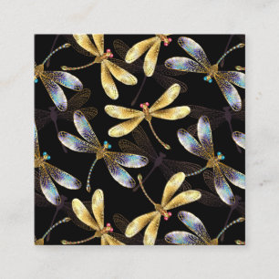 Carte De Fidélité Motif sans couture avec libellules d'or
