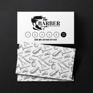 Carte De Fidélité Motif simple de salon de coiffure pour hommes en n