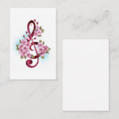 Carte De Fidélité Musical treble clef notes with sakura flowers (Devant / Derrière)