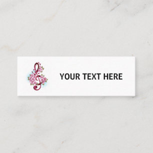 Carte De Fidélité Musical treble clef notes with sakura flowers