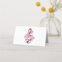 Musical treble clef notes with sakura flowers