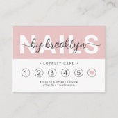 Carte De Fidélité Nail Tech Blush Pink Script  (Devant)