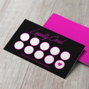 Carte De Fidélité Neon Pink Beauty Salon Loyalty Punch Card