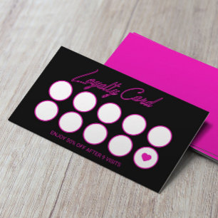 Carte De Fidélité Neon Pink Beauty Salon Loyalty Punch Card