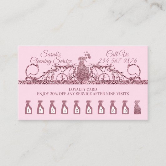 Carte De Fidélité Nettoyage Maid Janitorial étincelant Ménage (Devant)