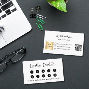 Carte De Fidélité Noir blanc qr code entreprise logo marque couleur