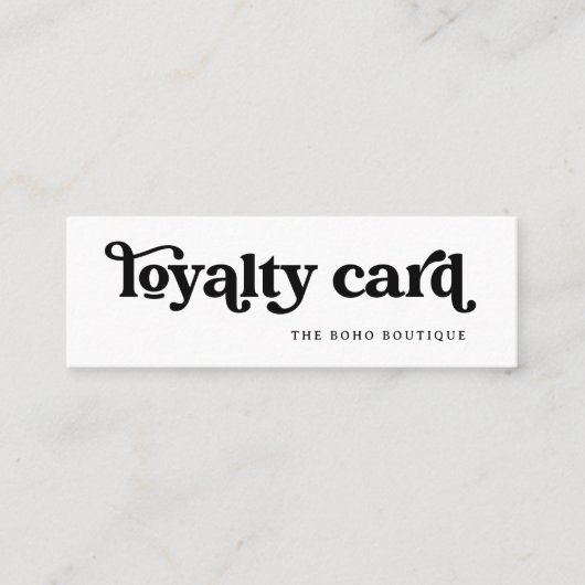Carte De Fidélité Noir et blanc | Retro Boho Typographie (Devant)