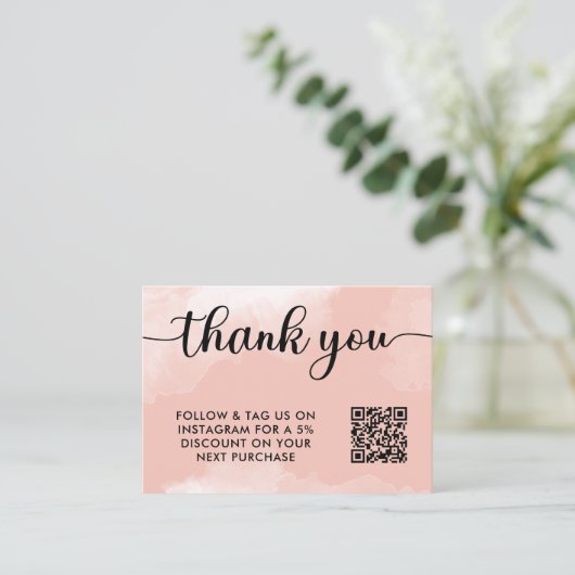 Carte De Fidélité Noir noir QR Code Merci d'achat Insérer (Debout devant)