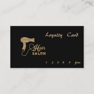 Carte de fidélité noir pour sèche-cheveux pailleté