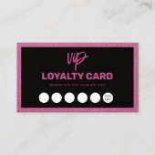 Carte de fidélité noire et rose Parties scintillan (Devant)