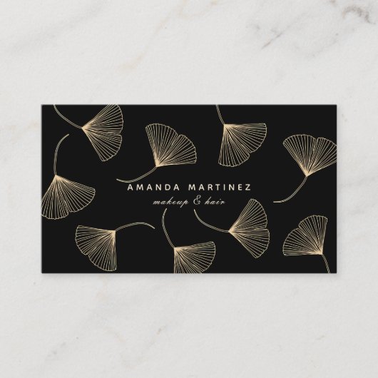 Carte de fidélité noire Ginkgo Gold Falling Feuill (Devant)