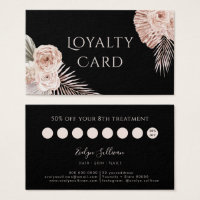 Carte de fidélité noire rose Boho