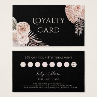 Carte de fidélité noire rose Boho