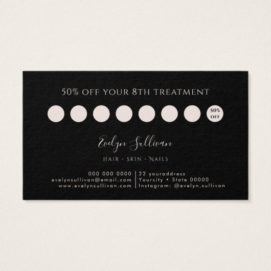 Carte de fidélité noire rose Boho (Dos)