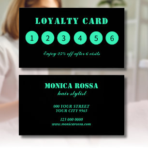 Carte de fidélité noire Turquoise Neon