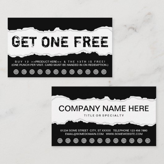 Carte De Fidélité obtenez un libre (Devant / Derrière)
