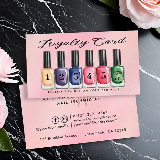 Carte De Fidélité Ongles Bouteilles polonaises Aquarelle Monogramme