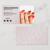 Carte De Fidélité Ongles peints | Modèle Damask | Loyauté (Devant / Derrière)