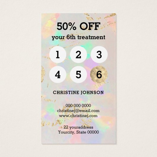 carte de fidélité opale blanche (Dos)