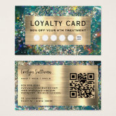 Carte de fidélité opale turquoise parties scintill (Devant & derrière)