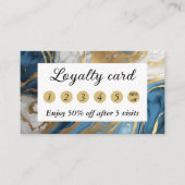 Carte De Fidélité Or bleu et marbre blanc (Devant)