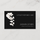 Carte De Fidélité Orchidées blanches noires modernes Floral Business (Devant)