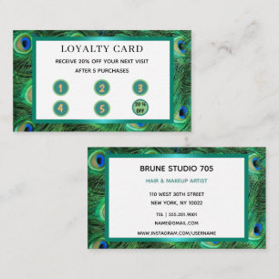 Carte De Fidélité Pacock Plumes vertes de Queue