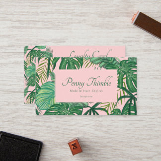 Carte De Fidélité Palme de la jungle rose féminine Tropical Monstera