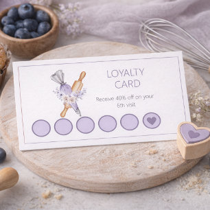 Carte De Fidélité Papeterie Fleurie Aquarelle Violette Boulangerie