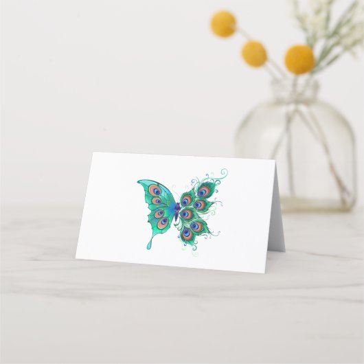 Carte De Fidélité Papillon aux plumes de paon vert (Devant)