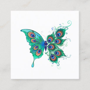 Carte De Fidélité Papillon aux plumes de paon vert