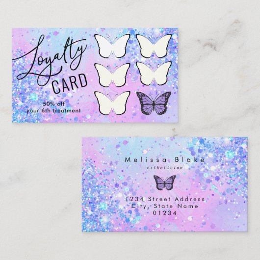 carte de fidélité papillon lavande (Devant / Derrière)