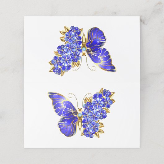 Carte De Fidélité Papillon saphir à fleurs (Extérieur déplié)