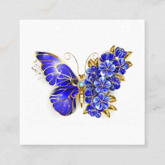 Carte De Fidélité Papillon saphir à fleurs (Devant)