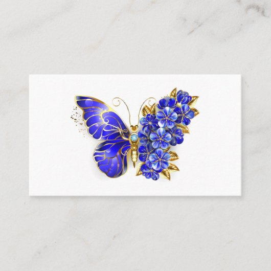 Carte De Fidélité Papillon saphir à fleurs (Devant)