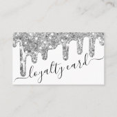 Carte De Fidélité Parties scintillant argentée blanche épaisse goutt (Devant)