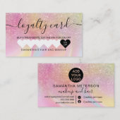 Carte De Fidélité parties scintillant carrée en marbre rose arc-en-c (Devant / Derrière)