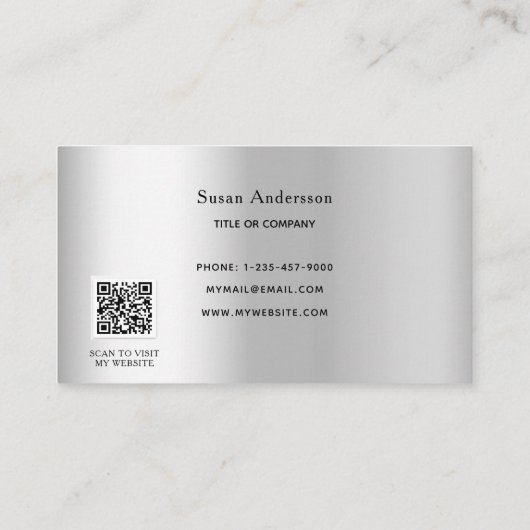 Carte De Fidélité Parties scintillant de code QR argent goutte éléga (Dos)