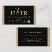 Carte De Fidélité Parties scintillant d'or Ciseaux Coiffeur Salon Lo (Devant / Derrière)