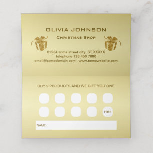 Carte De Fidélité Parties scintillant d'or Joyeux Noël, Père Noël en