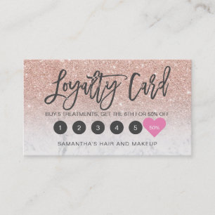 Carte De Fidélité parties scintillant d'or Rose sombre maquillage de