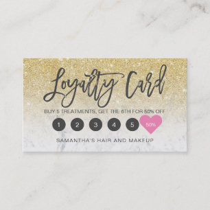 Carte De Fidélité parties scintillant dorée chic noir maquillage de