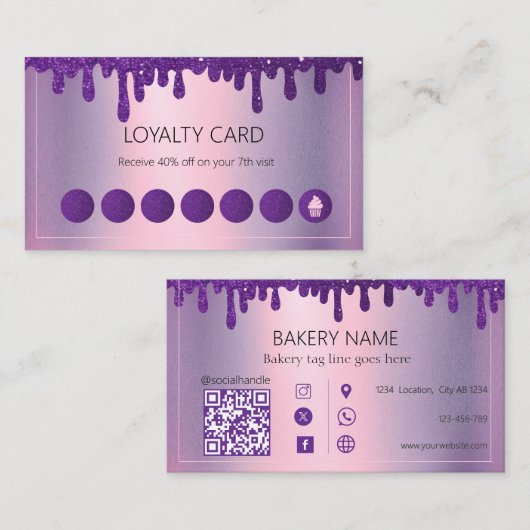 Carte De Fidélité Parties scintillant Driple cupcake Bakery (Devant / Derrière)