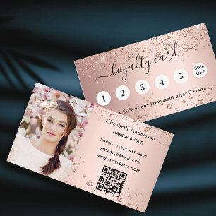 Carte De Fidélité Parties scintillant en or noir rose code qr photo