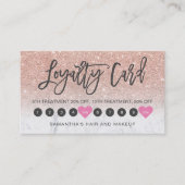 Carte De Fidélité parties scintillant en or rose en ombre maquillag (Devant)