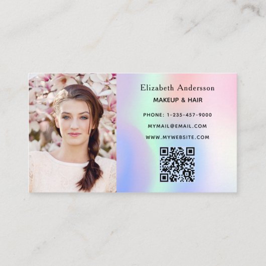 Carte De Fidélité Parties scintillant holographique rose vif qr code (Dos)