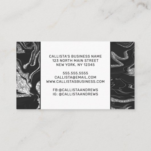 Carte De Fidélité Parties scintillant moderne en gris noir (Dos)