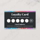 Carte De Fidélité Parties scintillant noir et arc-en-ciel Glam Hair (Devant)